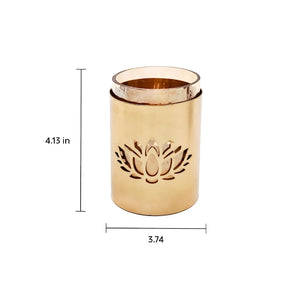 Lotus Cut Metal Glass Votive