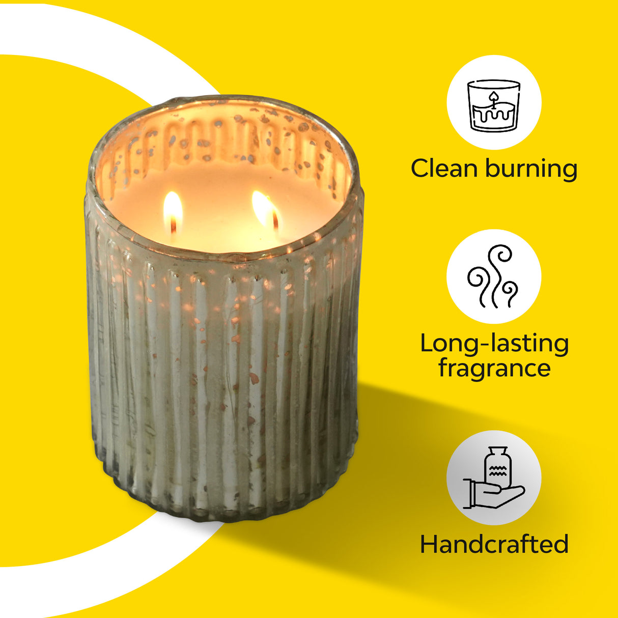 1pc fluted glass candle 
