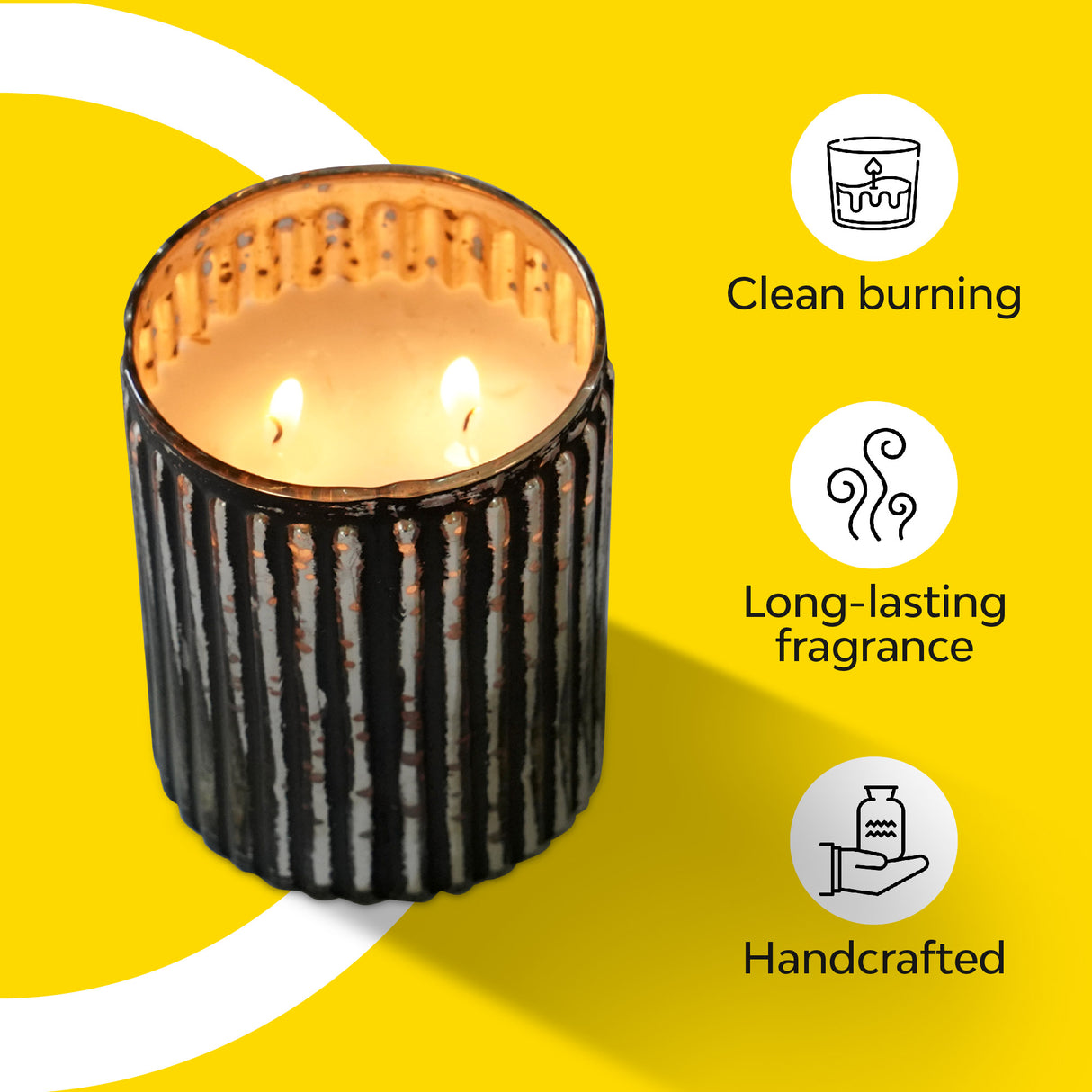 Made in India fluted glass candle 