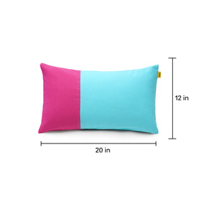 Pure cotton pink marine two tone lumbar cushion cover single 