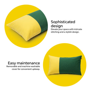 Washable yellow green two tone lumbar cushion cover 