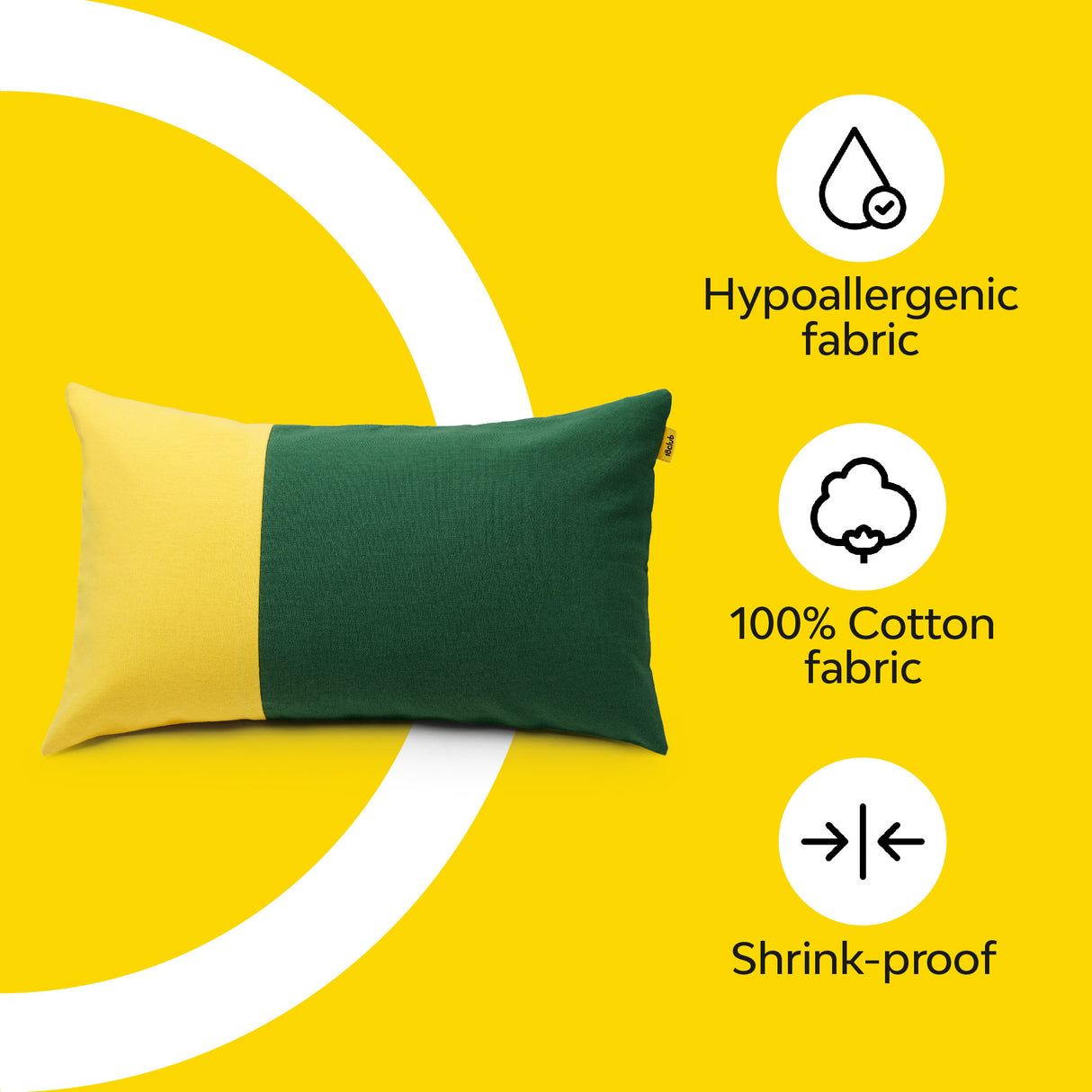 Hypoallergenic yellow green two tone lumbar cushion cover single 