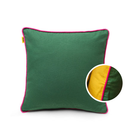 Green yellow reversible cord cushion cover single 