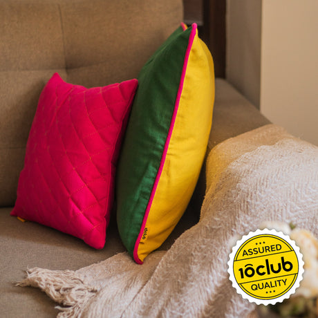 1pc Green yellow reversible cord cushion cover single  