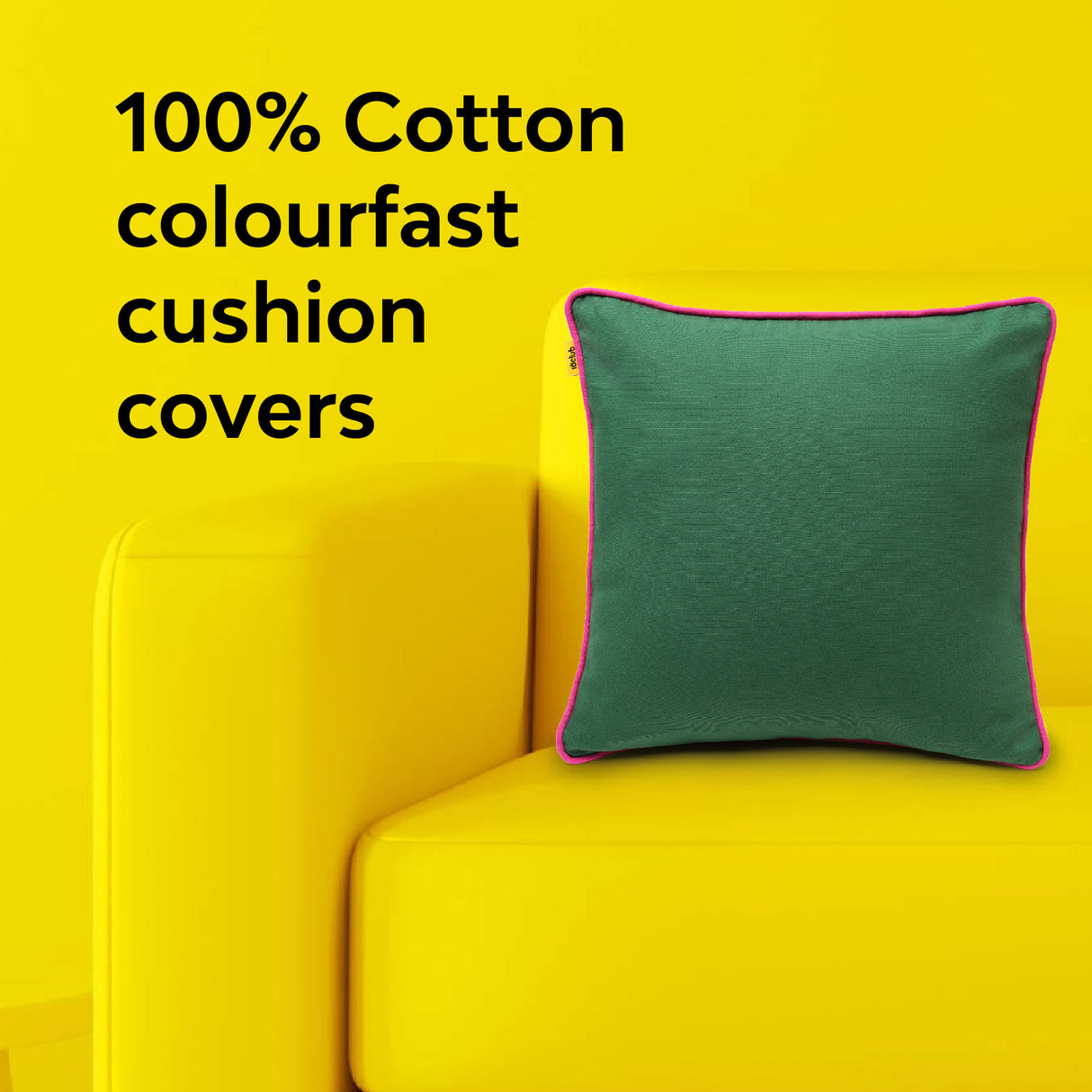 Machine friendly green yellow reversible cord cushion cover single 