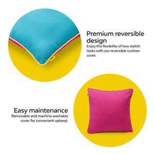 Pink and blue cushion cover