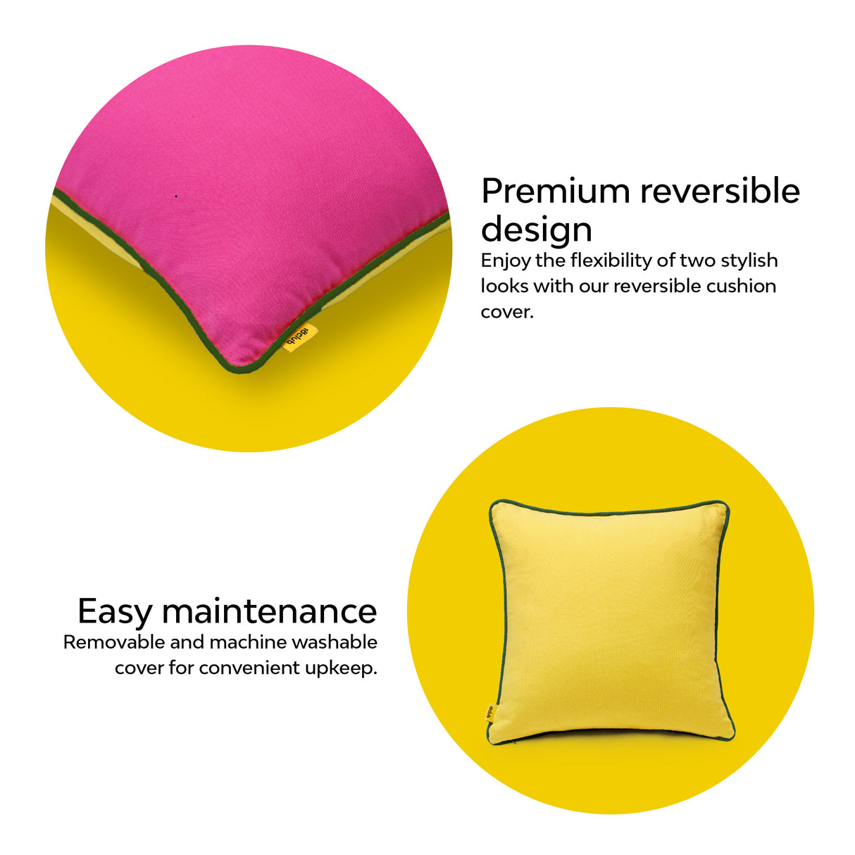 Pink and yellow cushion cover
