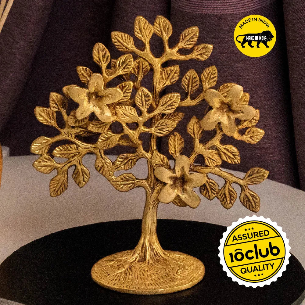 Tree of Life Sculpture | 100% Pure Brass | Yellow Antique Finish