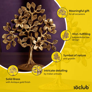 Tree of Life Sculpture | 100% Pure Brass | Yellow Antique Finish