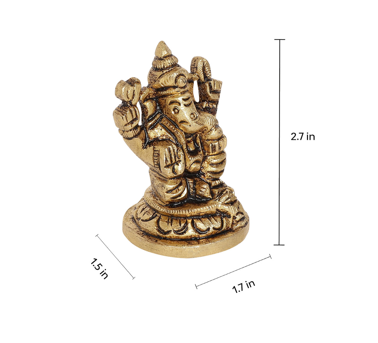 Ganapati idol with measurements 