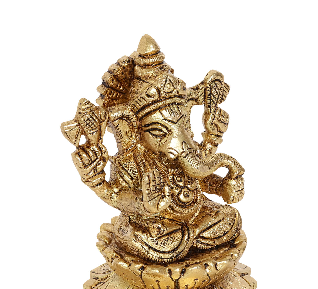 Lotus Ganesha Brass Idol
