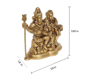  Shiva Parvati Brass Idol  100% Pure Brass  Antique Finish Made in India 