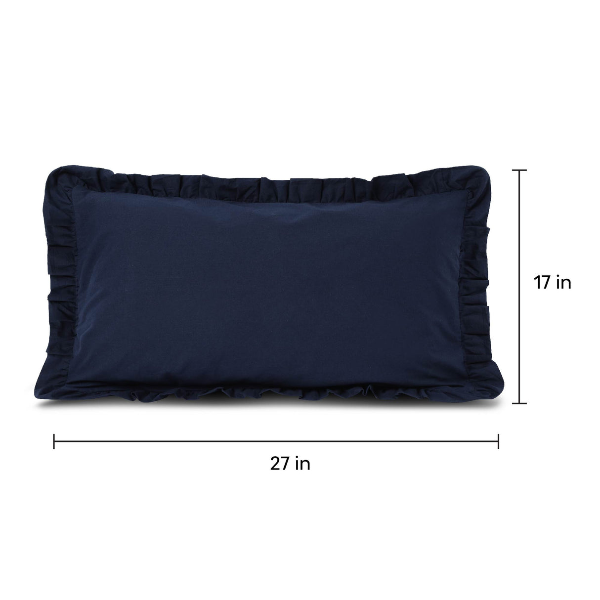 Dark blue frilled cushion cover