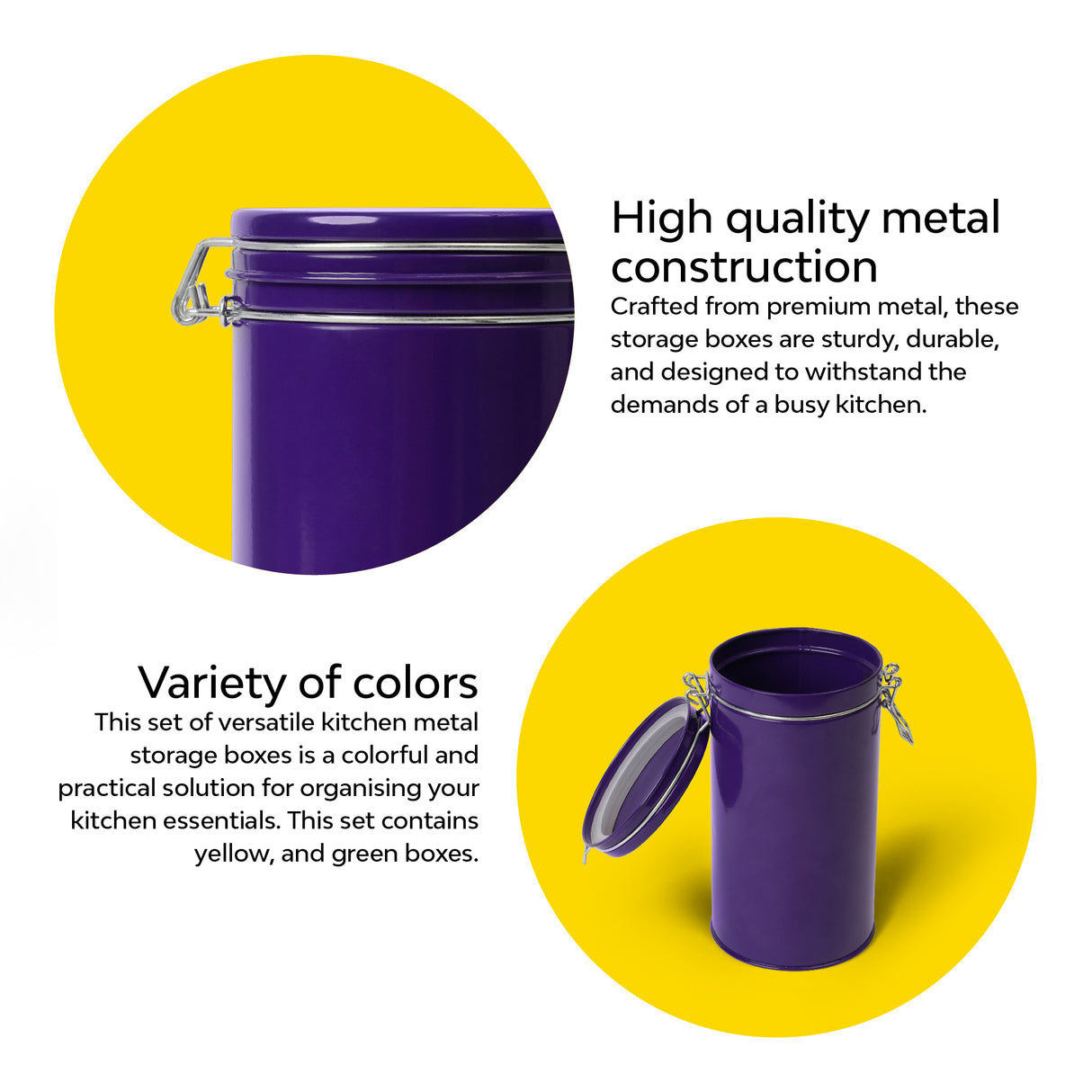 Vacuum Close Round Jar  large purple for everyday use 