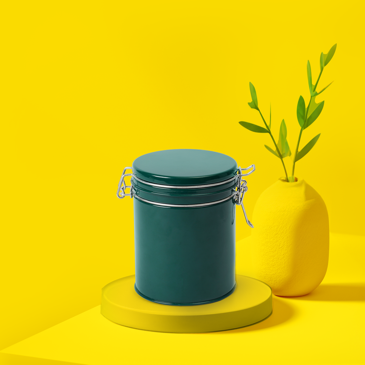 Vacuum Close Round Jar, small emerald green for kitchen organization