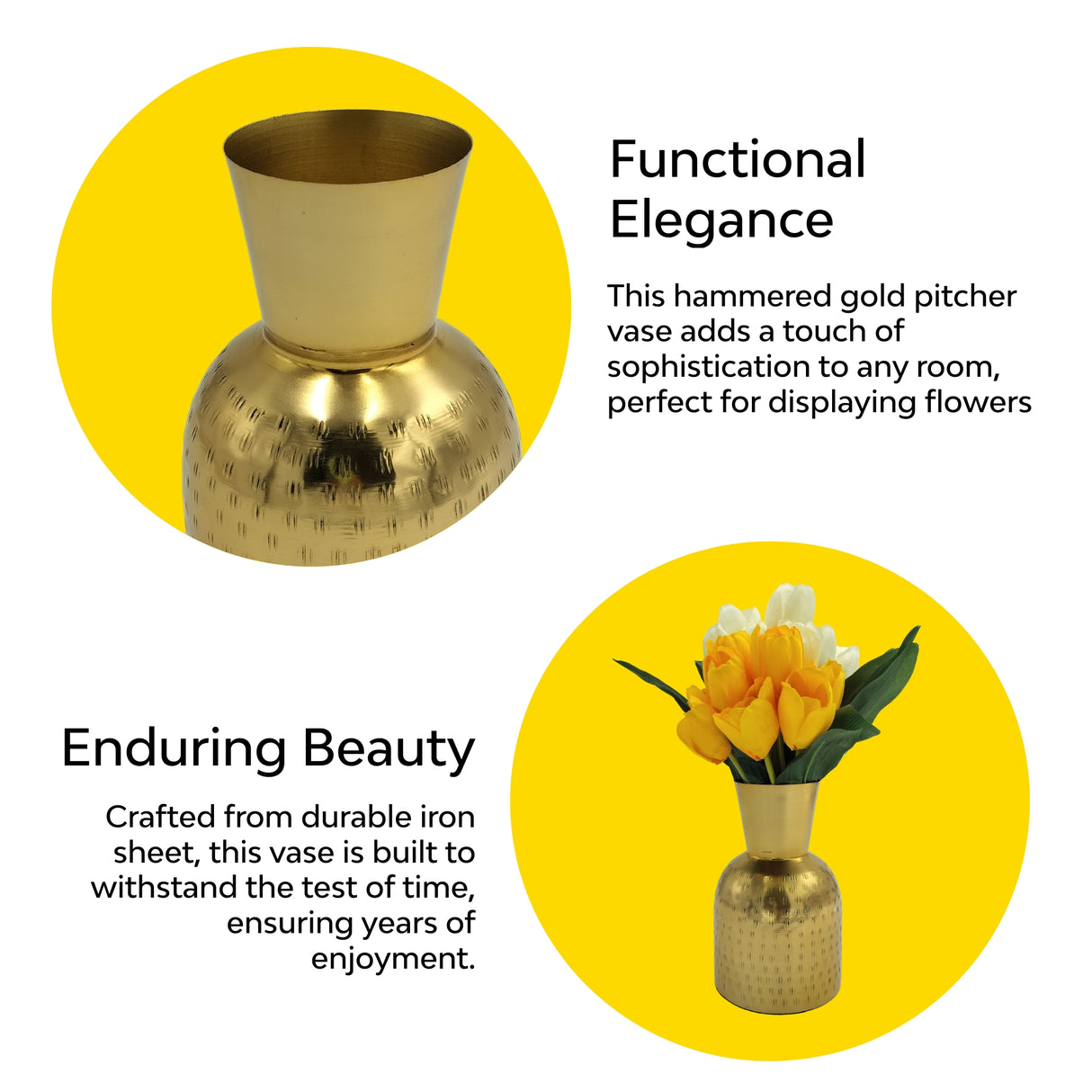 Golden metal vase