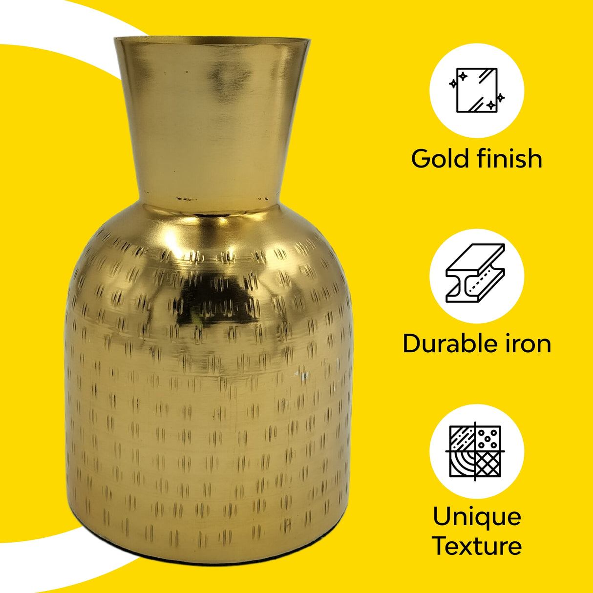 Gold finish metal vase