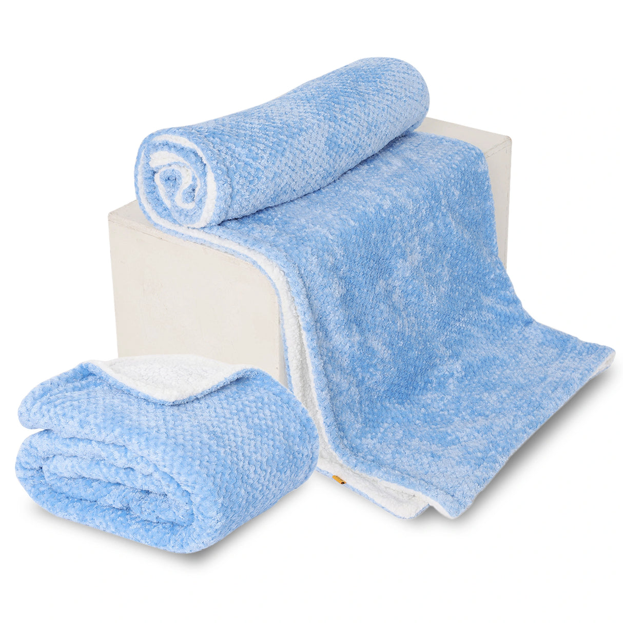 Reversible Solid Fleece Baby Blanket | Medium & Large | Set of 2