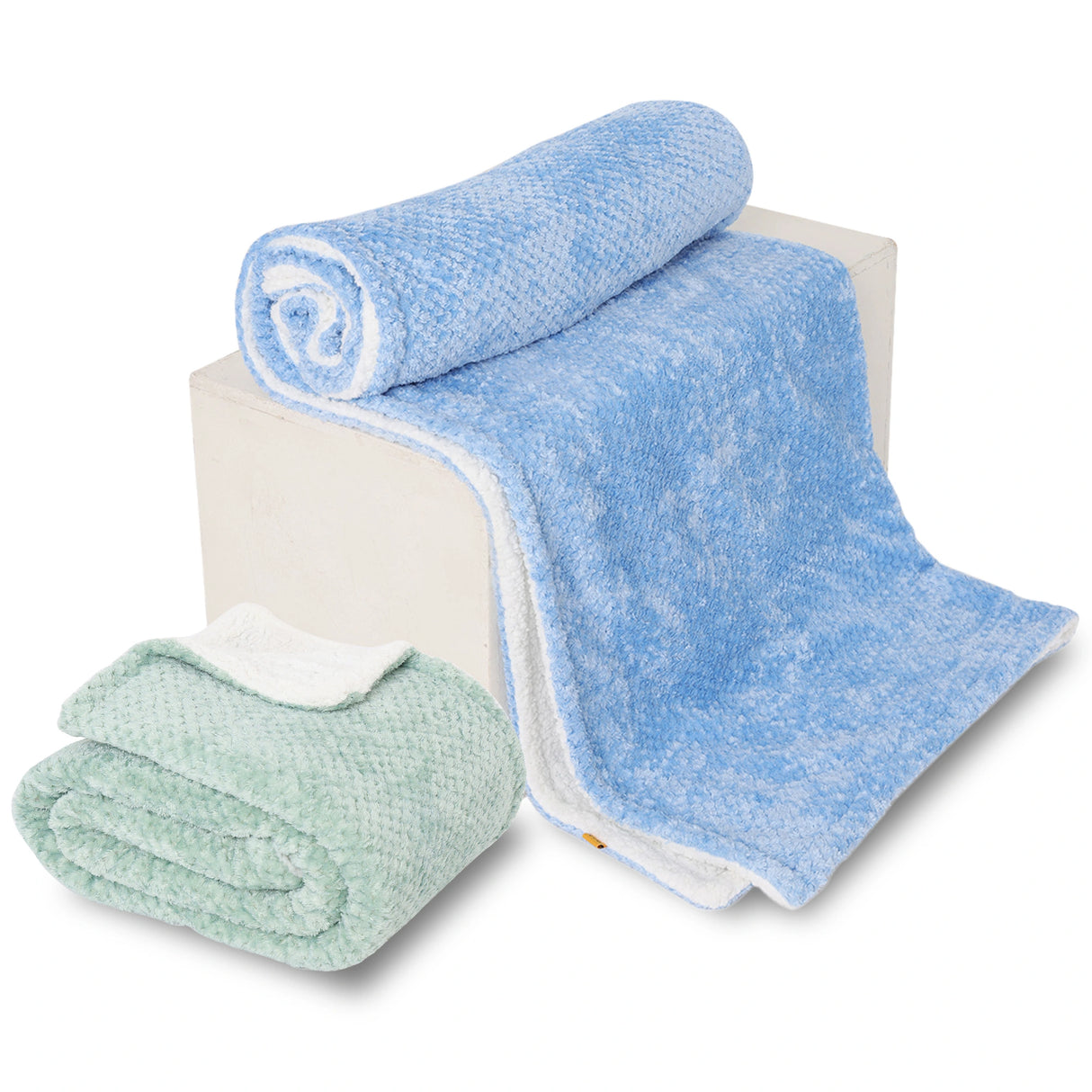 Reversible Solid Fleece Baby Blanket | Medium | Set of 2