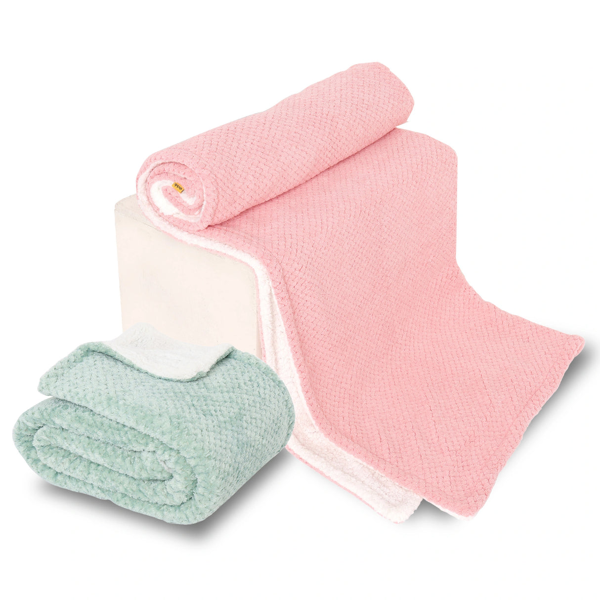 Reversible Solid Fleece Baby Blanket | Medium | Set of 2