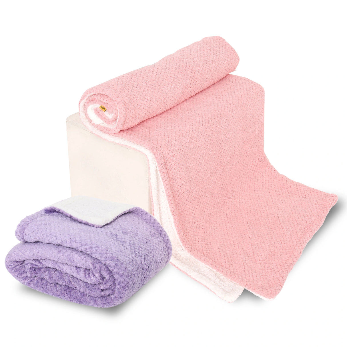 Reversible Solid Fleece Baby Blanket | Medium | Set of 2