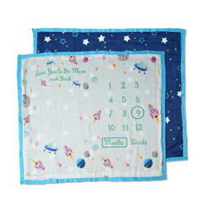 Reversible Milestone Baby Blanket Gift Box