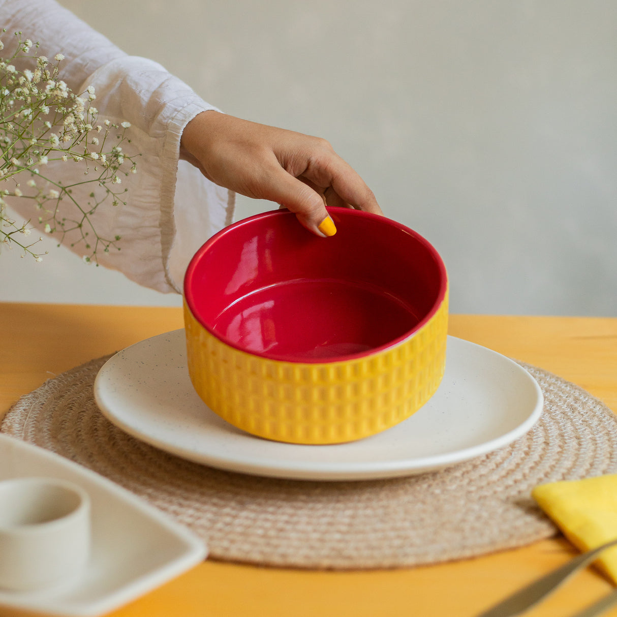 Textured Ceramic Serving Bowl | Set of 2
