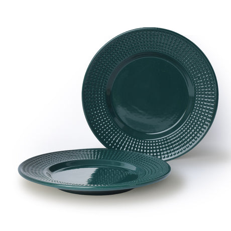 Emerald green classic ceramic dinner plate set of 2 
