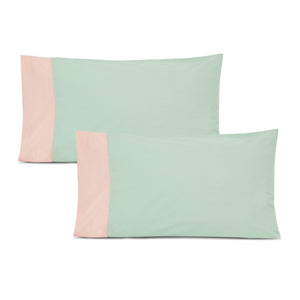 Mint green and light pink pillow cover