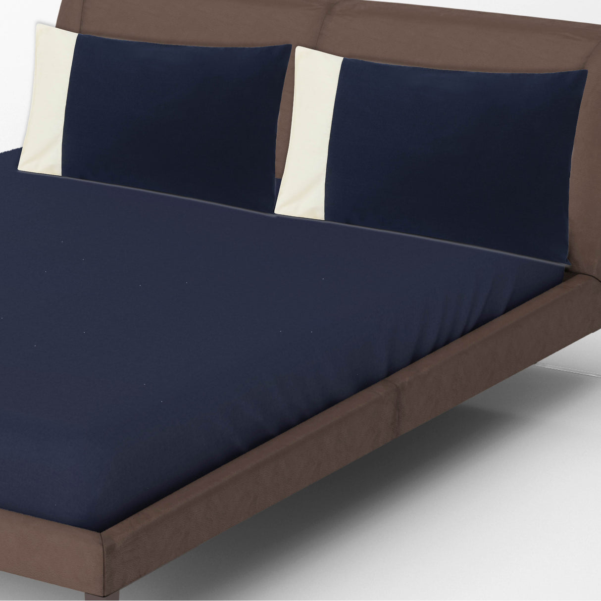 Dark blue bedsheet with colour accent pillow cover