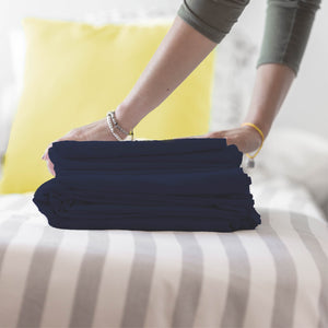 Dark blue bedsheet with pillow covers