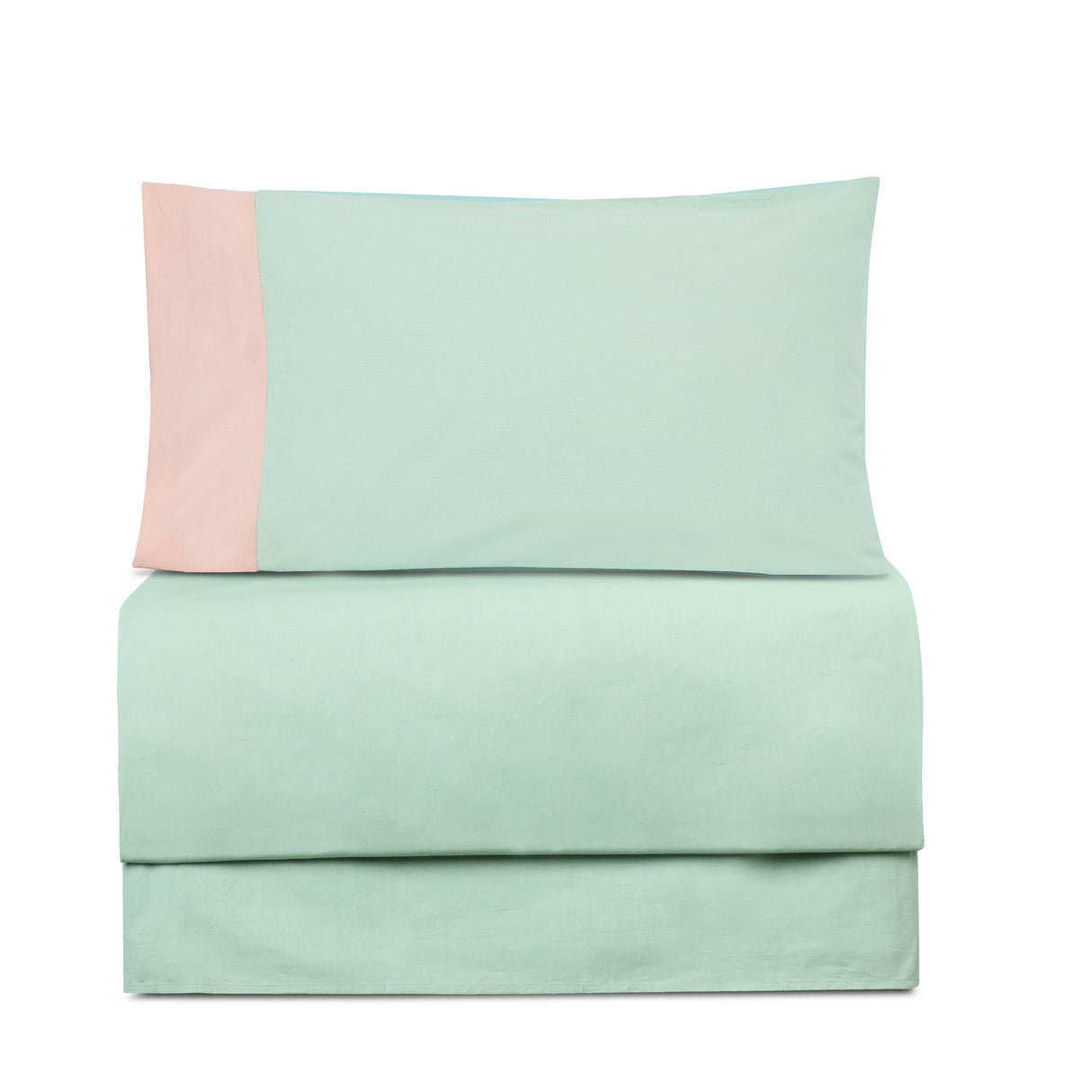 Pastel green colour bedsheet with pillow cover