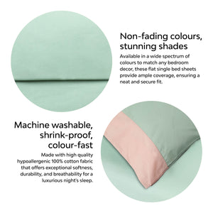 Pink and green bedsheet with pillow cover 