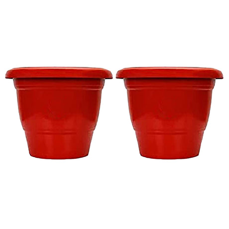 Red coloured garden pots set of 2 