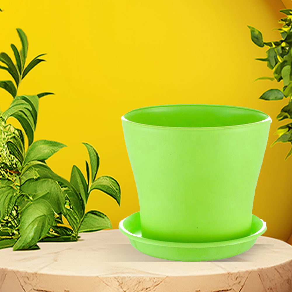 High quality Green coloured plastic flower pots set of 2 