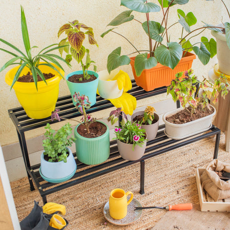 2 layer metal plant stand