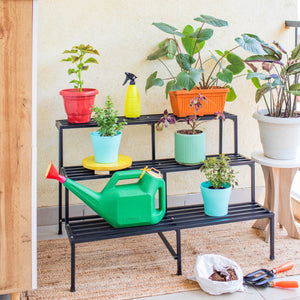 3 level plant stand black