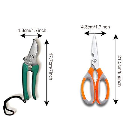 Pruner and scissors combo with dimensions
