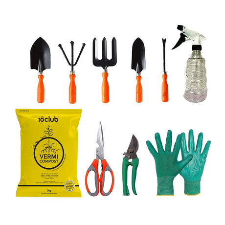 Gardening tools and fertilizer combo