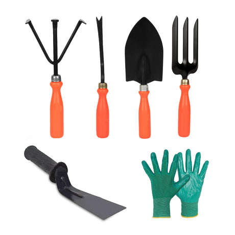 6 pc garden tool set with gloves 