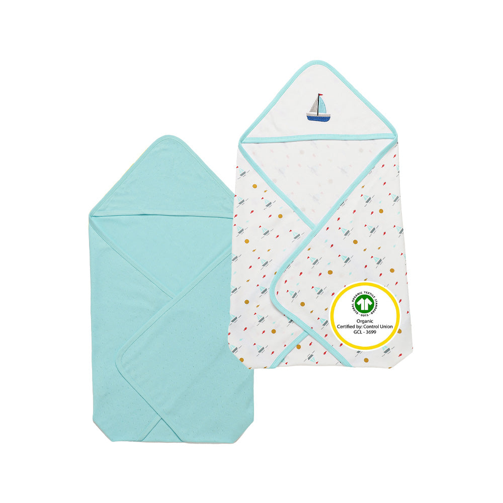 Hooded Cotton Baby Blanket | Set of 2