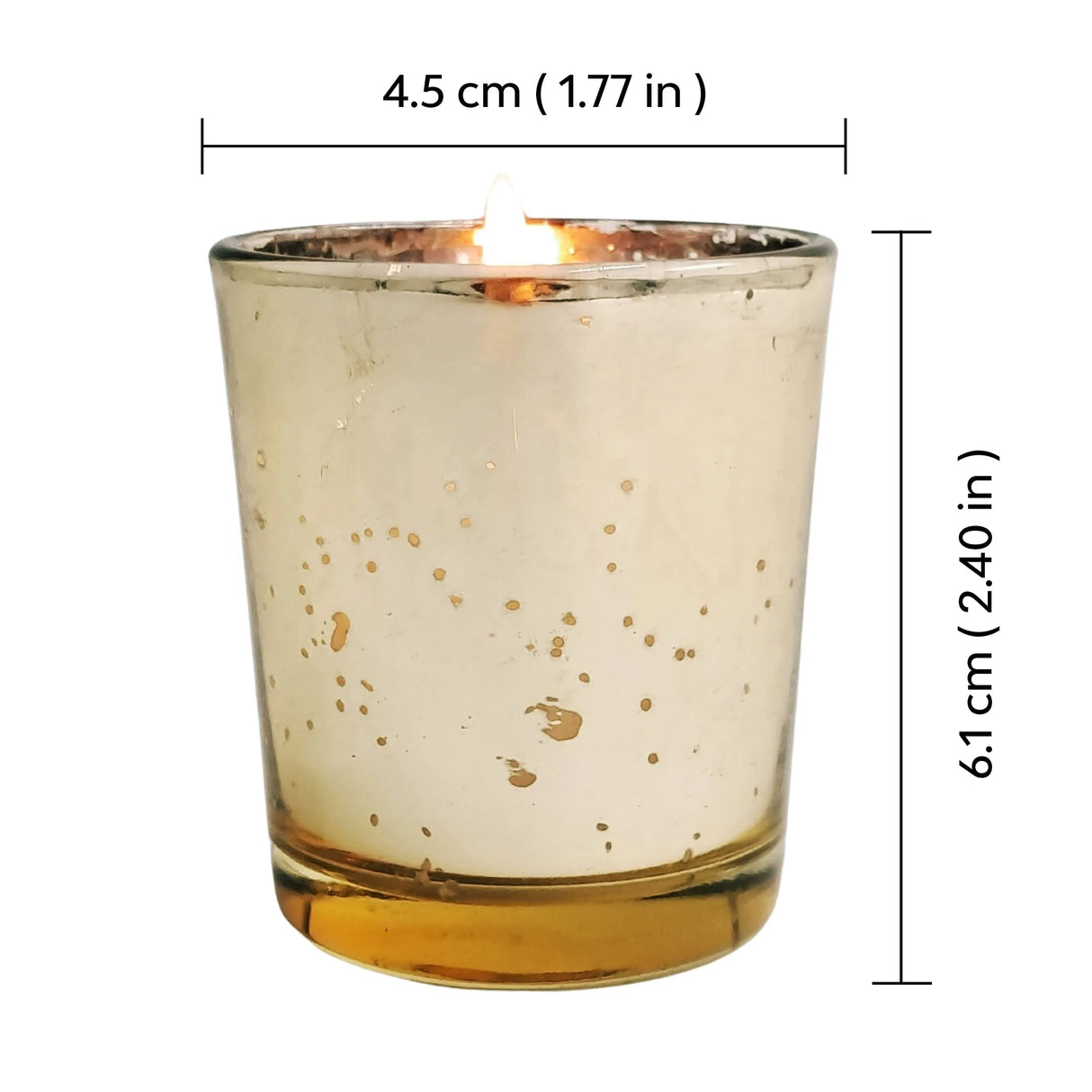 Gold Glass Votive Candles with Scented Soy Wax - Mogra, Sandalwood, Rose