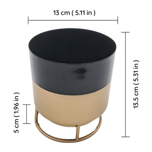 Gold metal planter with stand