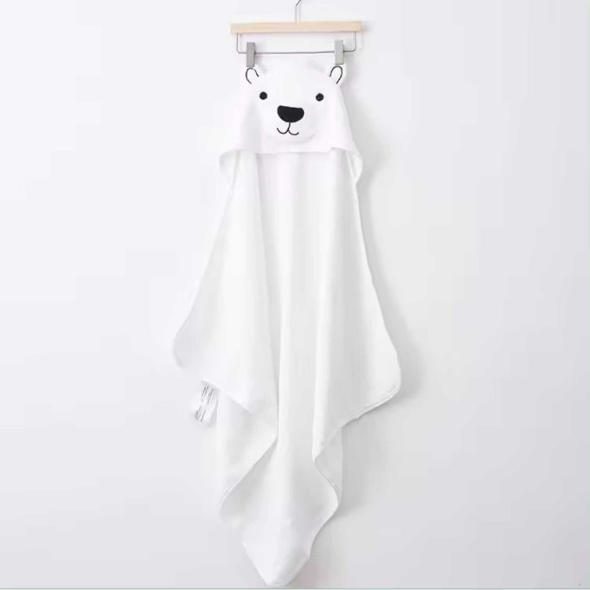 hooded white bear baby blanket