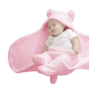 3-in-1 Plain Hooded Baby Blanket Wrapper with Velcro lock