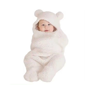 White cute blanket with hooded ears 