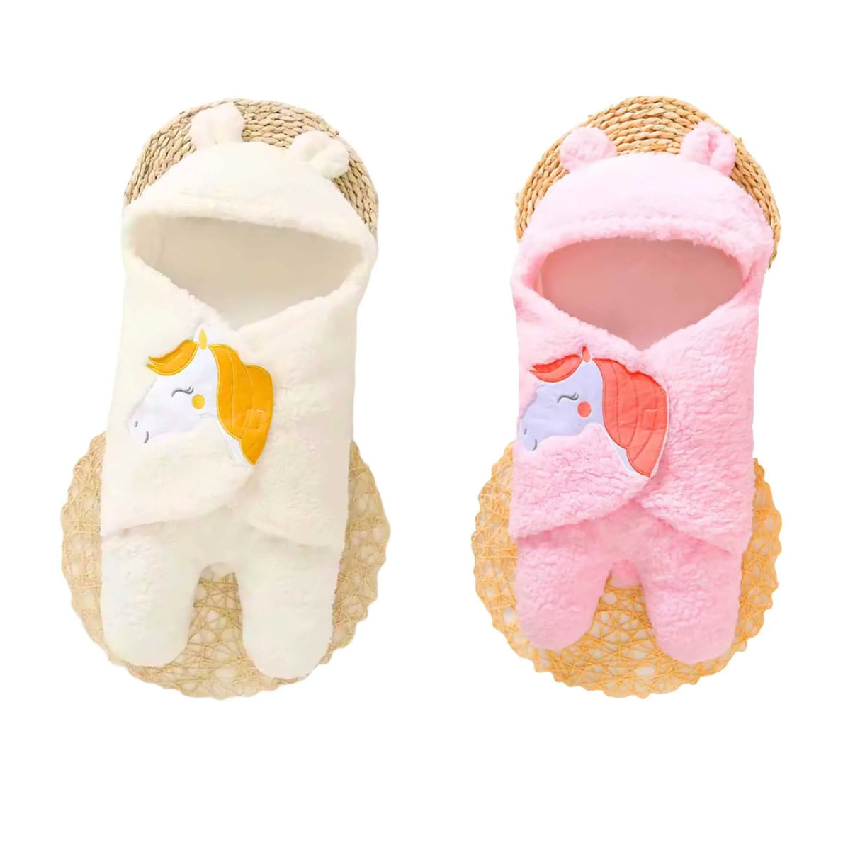 3-in-1 Fleece Unicorn Hooded Wrap with Velcro Lock | Set of 2