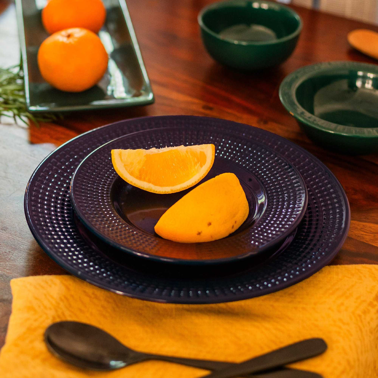 Dark purple ceramic plate for serving