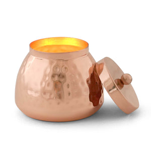 Copper candle with lid