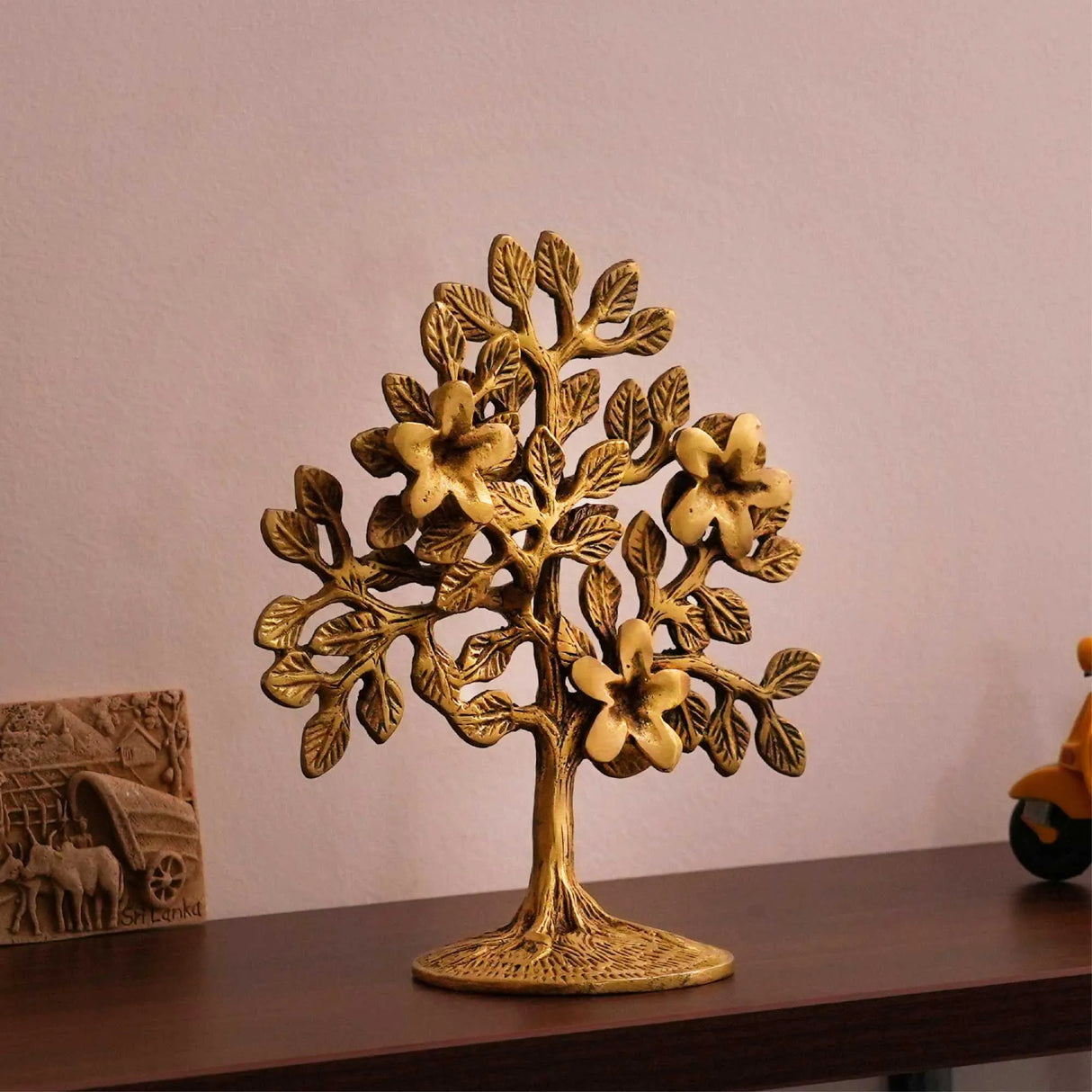 Tree of Life Sculpture | 100% Pure Brass | Yellow Antique Finish